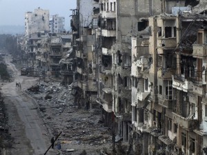 © REUTERS/Yazan Homsy - De Syrische stad Homs in januari 2014